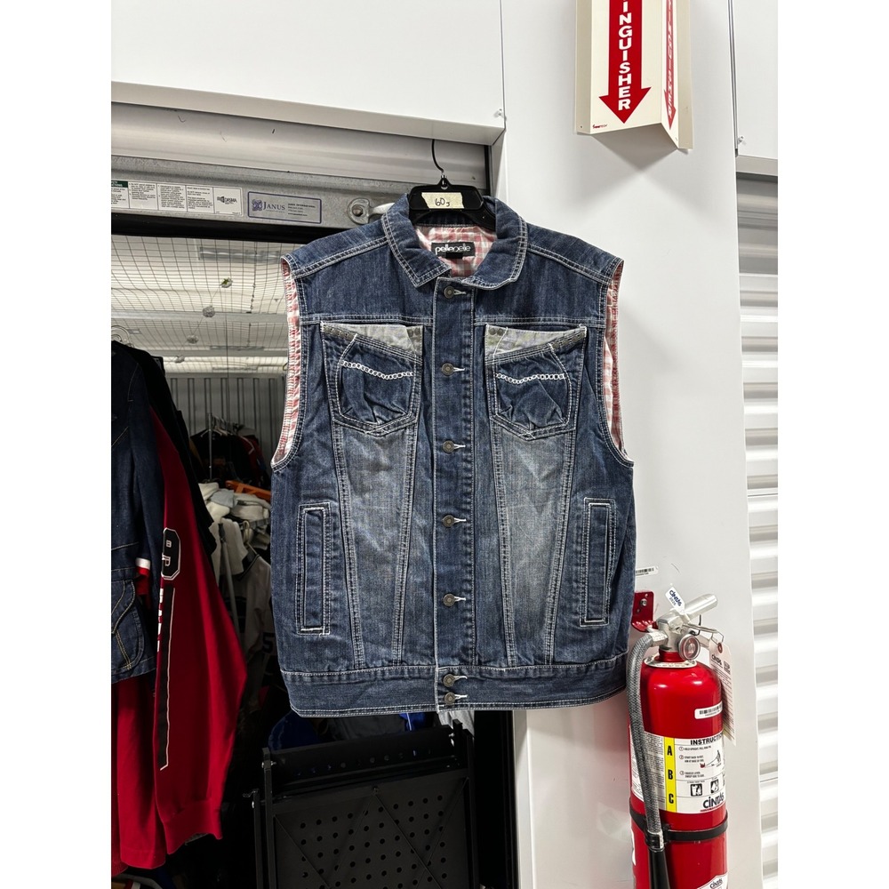 Vintage Pelle Pelle Denim Vest Mens Large Blue Marc Buchanan Y2K Hip Hop Vest